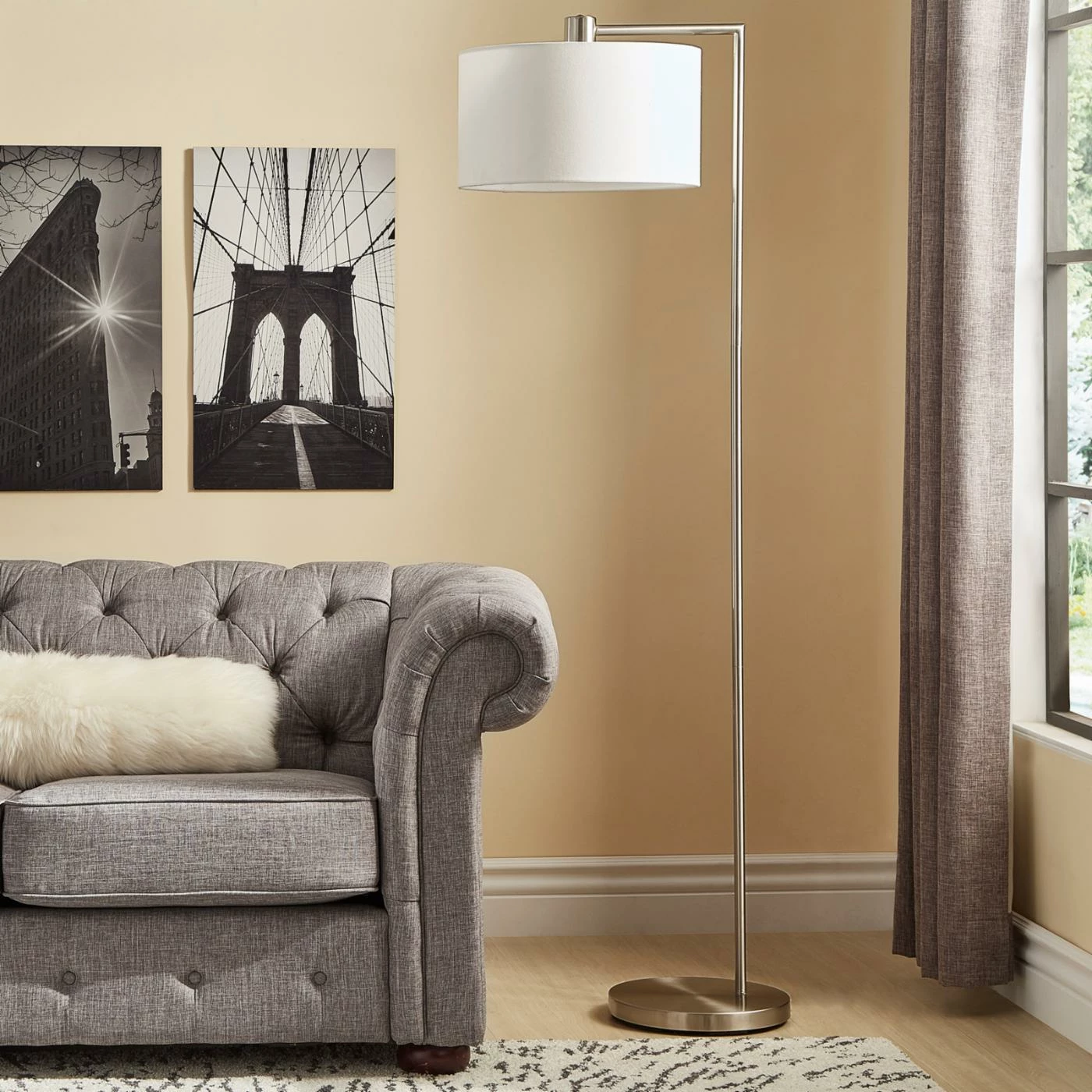 Discount β€οΈ Arc Weston Home Spacet Contemporary Brushed Steel Floor Lamp π - Image 6