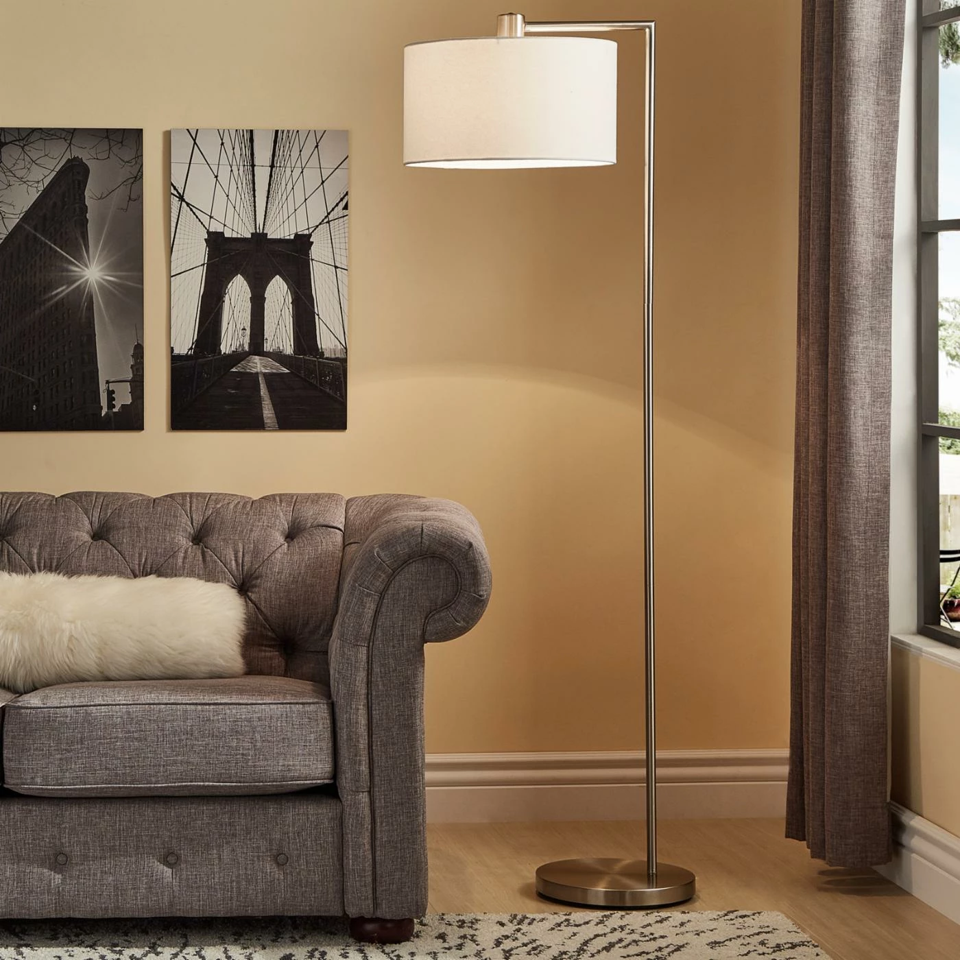Discount β€οΈ Arc Weston Home Spacet Contemporary Brushed Steel Floor Lamp π - Image 3