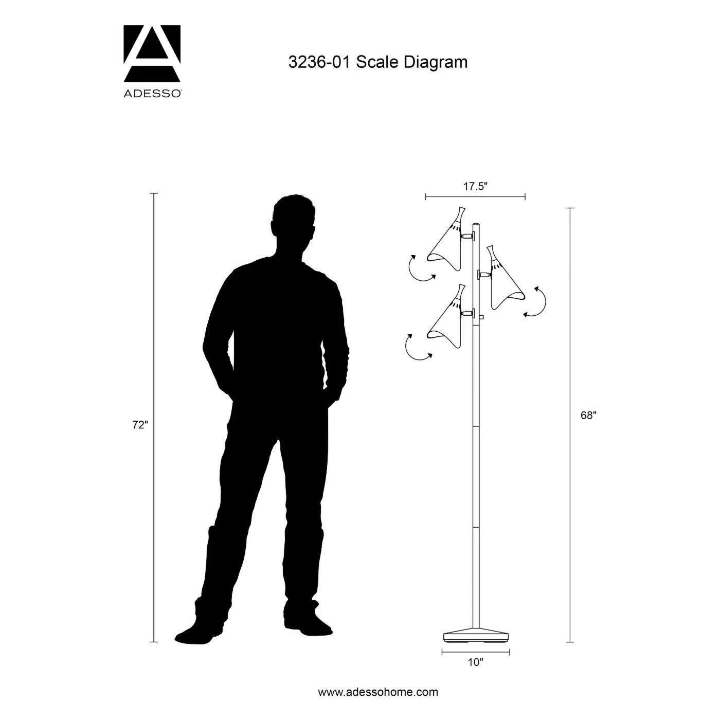 Budget 💯 Standard Adesso Draper 3236 Tree Lamp - Black ❤️ - Image 2