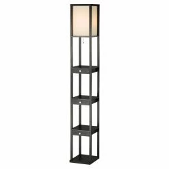 Promo 😍 Standard Adesso Murray 3450 Three Drawer Shelf Lamp - Black 👍