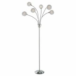 New ✔️ Standard Adesso Pom Pom 4511 Floor Lamp - Satin Steel ⭐