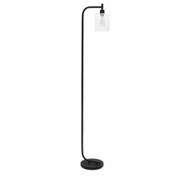 New 🎉 Socket Simple Designs Modern Lantern Floor Lamp With Glass Shade 👍