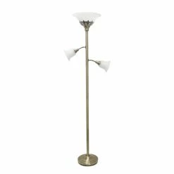 Coupon 😉 Socket Lalia Home Scalloped Glass Torchiere Floor Lamp With 2 Reading Lights 💯