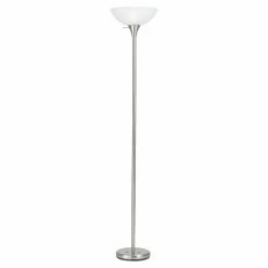 Best Sale 🥰 3-Way Cal Lighting BO-2055 Metal Torchiere Floor Lamp With Glass Shade 🥰