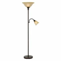 Hot Sale 🥰 3-Way Cal Lighting BO-2391TR Torchiere Floor Lamp With Reading Light 💯