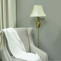 Best Sale 😀 3-Way Decor Therapy Antique Brass Swing Arm Floor Lamp 🥰