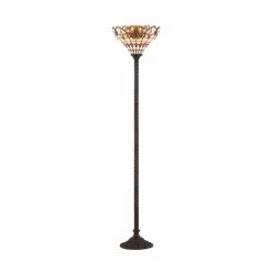 New 🧨 JONATHAN Y Davis Tiffany Style LED Torchiere Floor Lamp 🌟