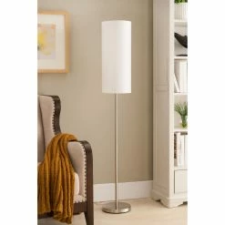 Best Sale 🤩 K&B Furniture Standard K&B Furniture L229 Brushed Nickel And White Floor Lamp 🛒