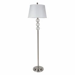 Budget 🔔 3-Way Ore International 6188F Glass Floor Lamp - Satin Nickel 🎉
