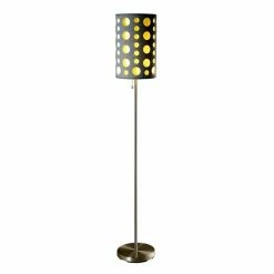 Best Sale ⌛ Pull Chain ORE International 66 In. Modern Retro Gray Yellow Floor Lamp 😉