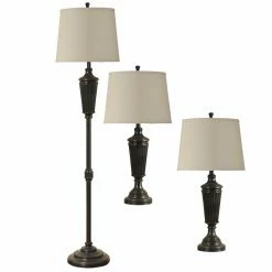 Deals 😉 3-Way StyleCraft L82502DS 3 Piece Table And Floor Lamp Set ⌛