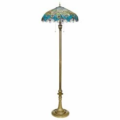 Budget 🤩 Pull Chain Design Toscano Art Nouveau Peacock Tiffany Style Floor Lamp 🎁