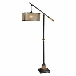 Hot Sale ✨ Standard Uttermost 28584-1 Sitka Floor Lamp - 16W In. Aged Black And Distressed Rustic Mahogany ❤️