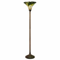 Buy 😀 Torchiere Warehouse Of Tiffany Green Leafy Floor Lamp ✨